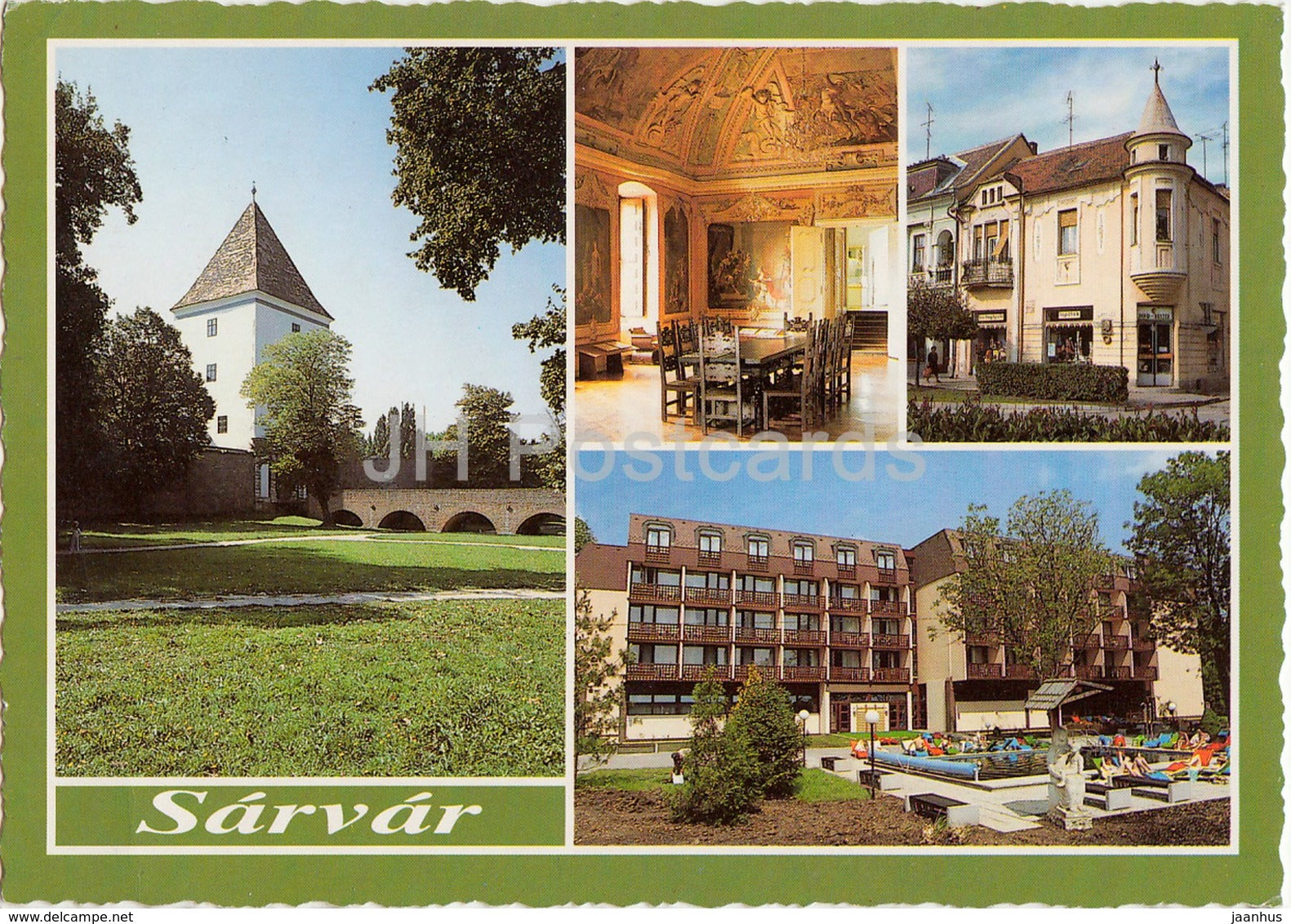 Sarvar - street - multiview - 1995 - Hungary - used - JH Postcards