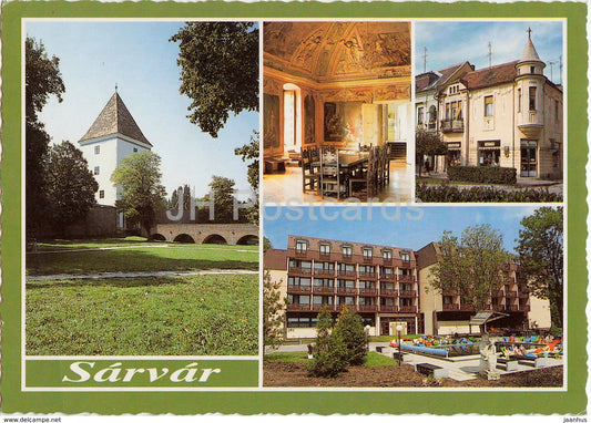 Sarvar - street - multiview - 1995 - Hungary - used - JH Postcards