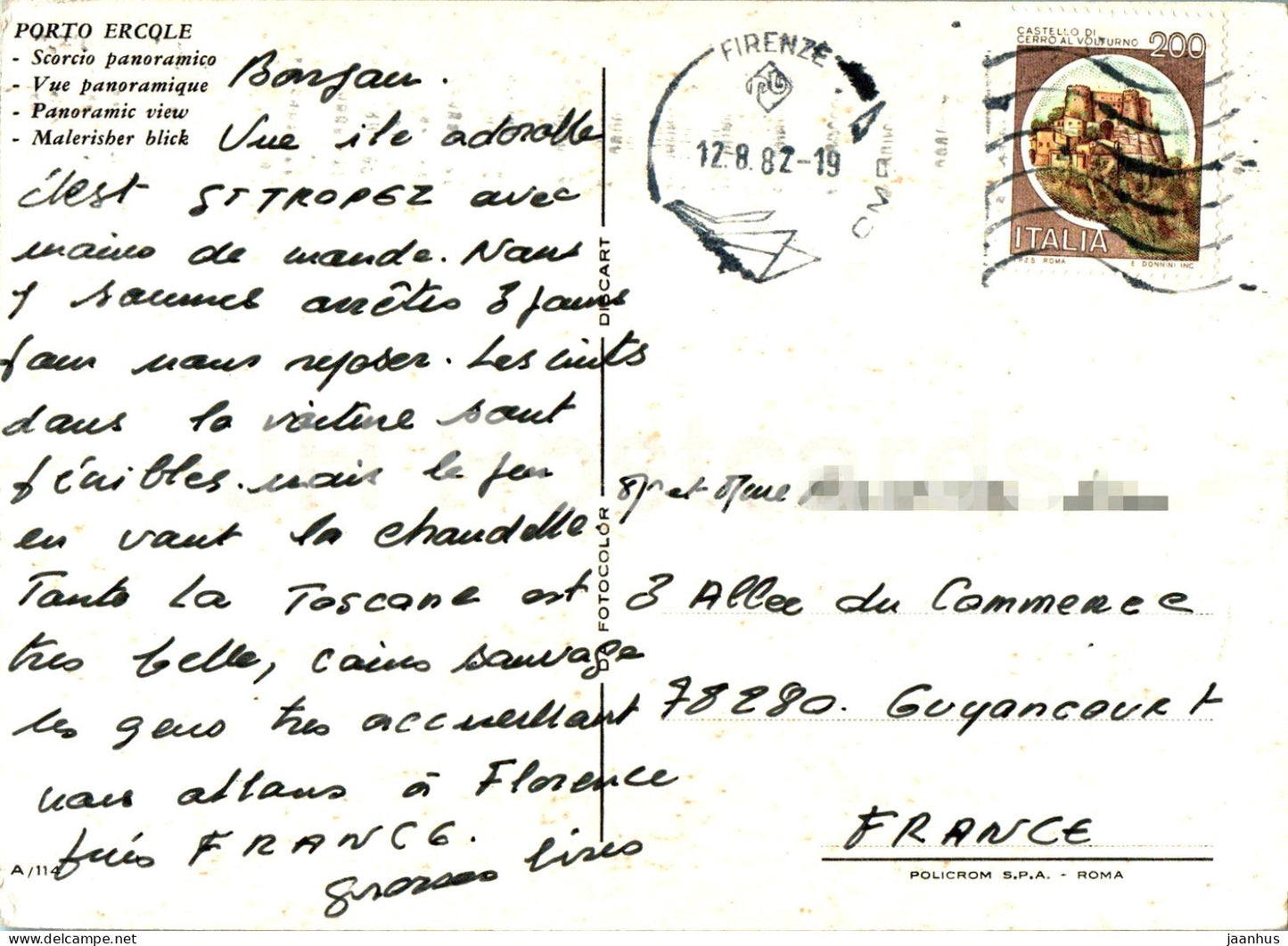 Porto Ercole - Scorcio panoramique - vue panoramique - A/114 - 1982 - Italie - occasion 