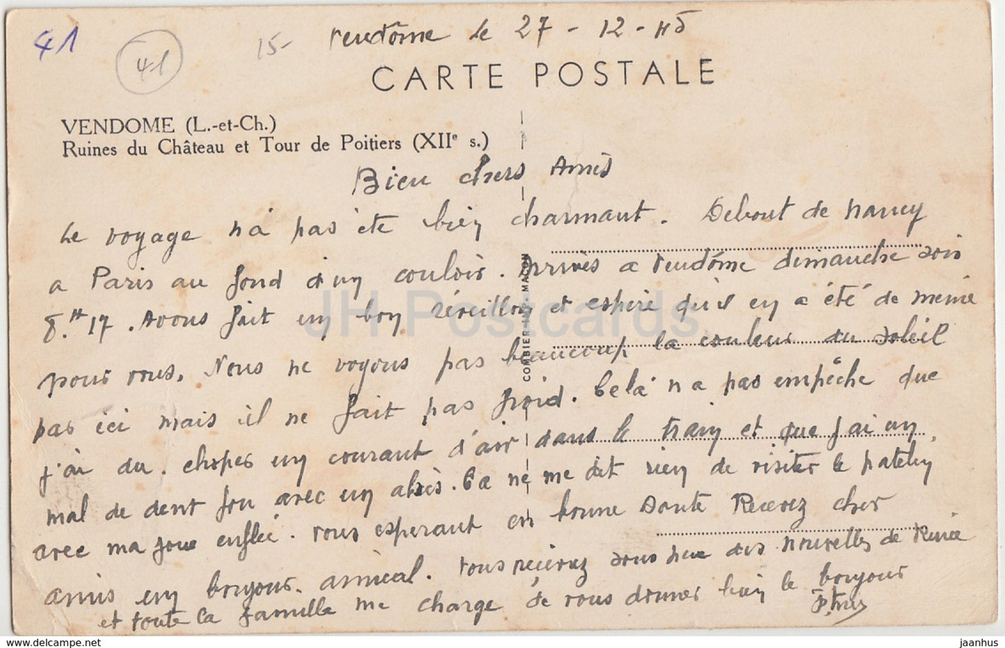 Vendome - Ruines du Chateau et Tour de Poitiers - castle ruines - old postcard - 146 - France - used