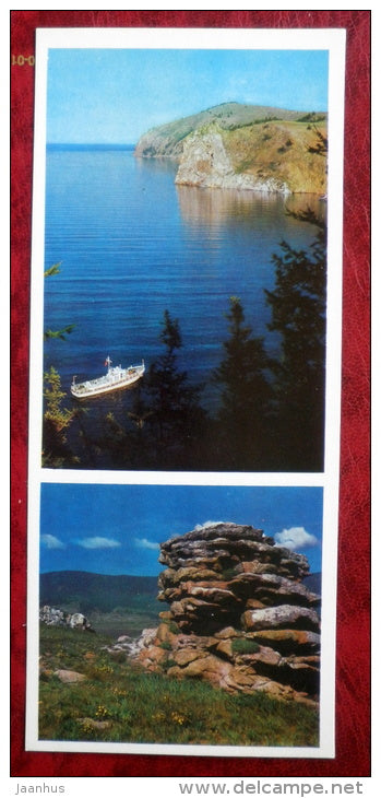 Rocks - Minor Sea - boat - on Lake Baikal - 1975 - Russia USSR - unused - JH Postcards
