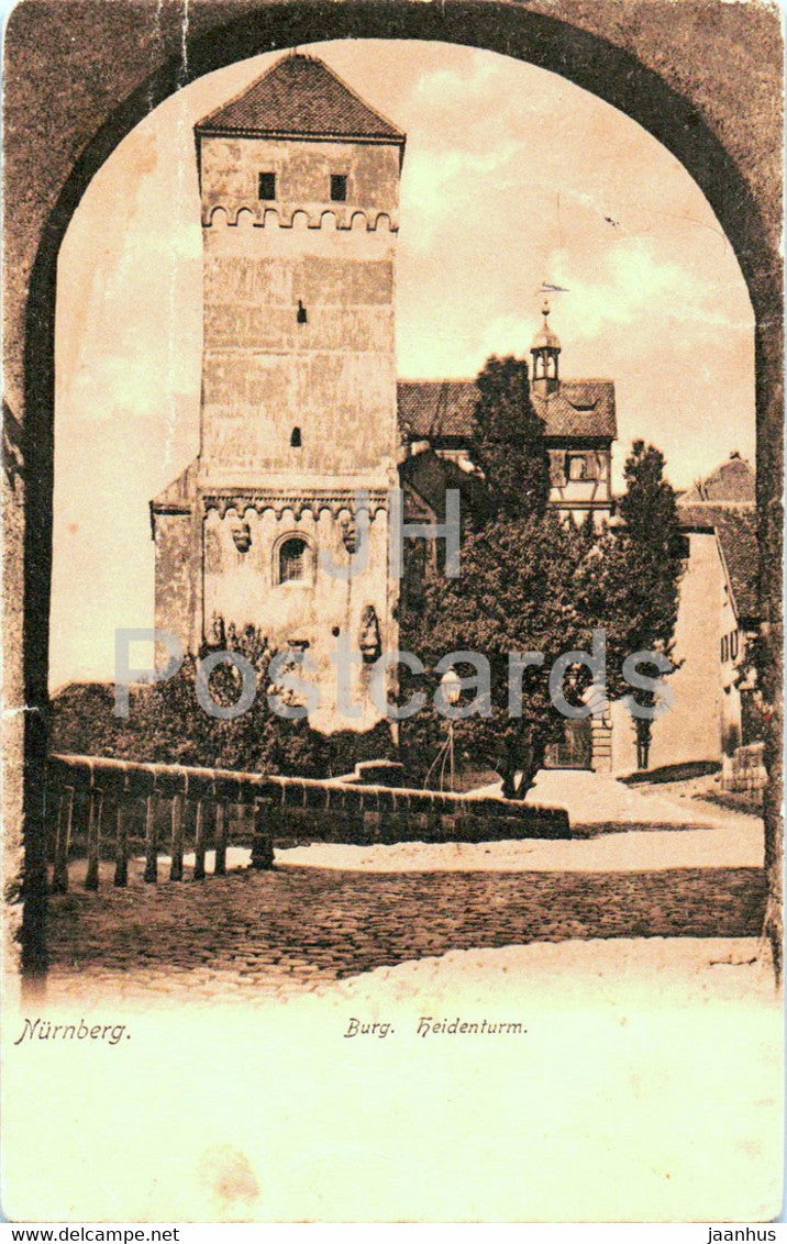 Nurnberg - Nuremberg - Burg - Heidenturm - old postcard - 1906 - Germany - used - JH Postcards