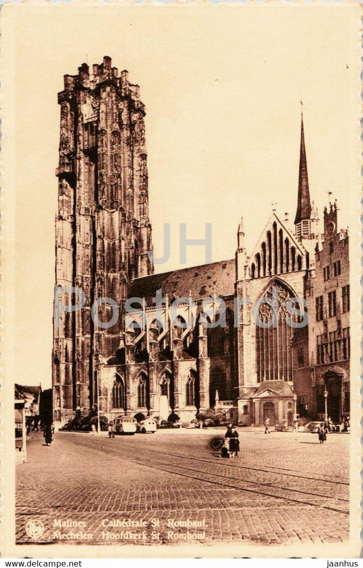 Malines - Mechelen - Cathedrale St Rombaut - cathedral - old postcard - Belgium - unused - JH Postcards