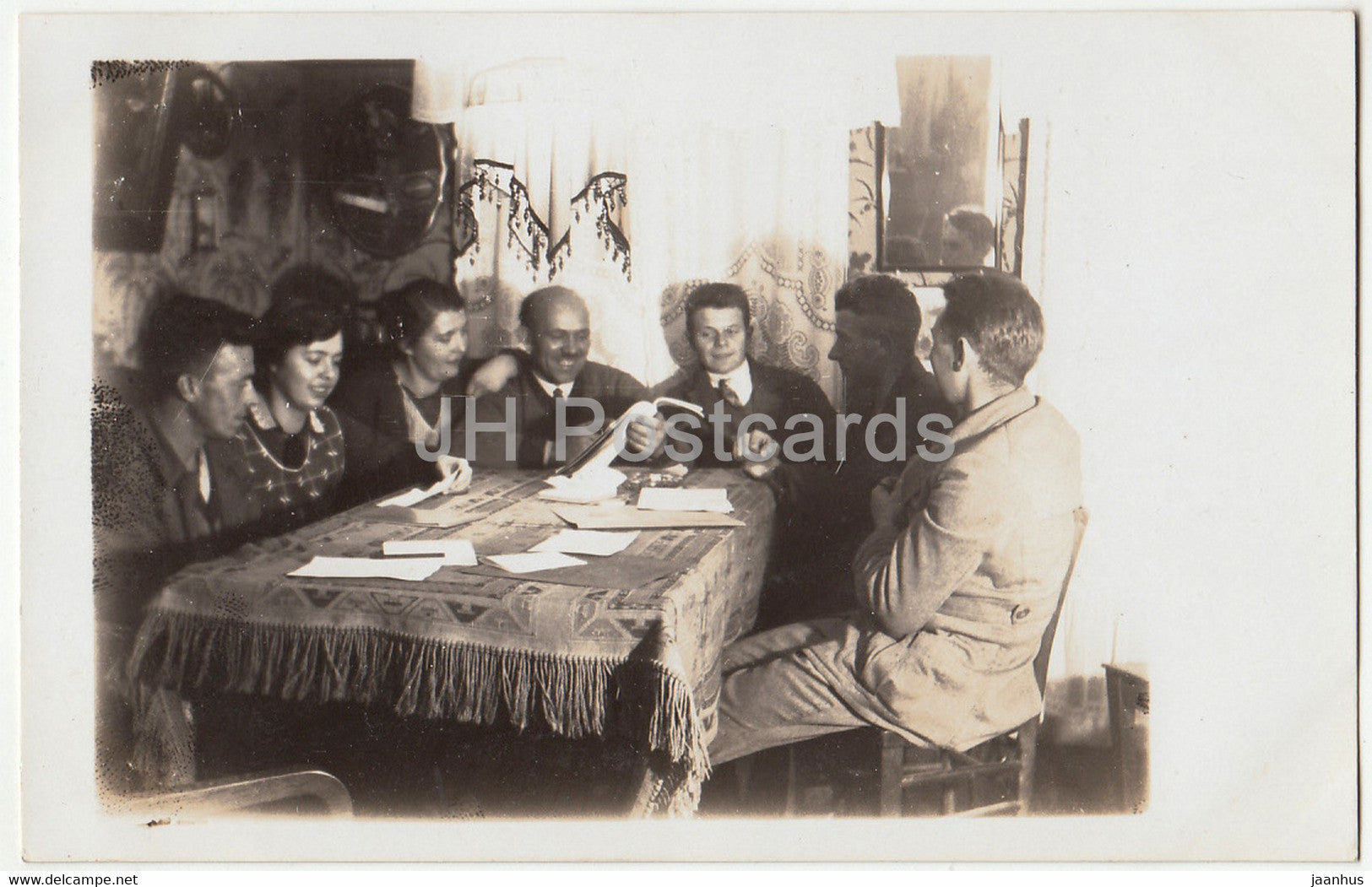 Group of People - old postcard - unused - JH Postcards