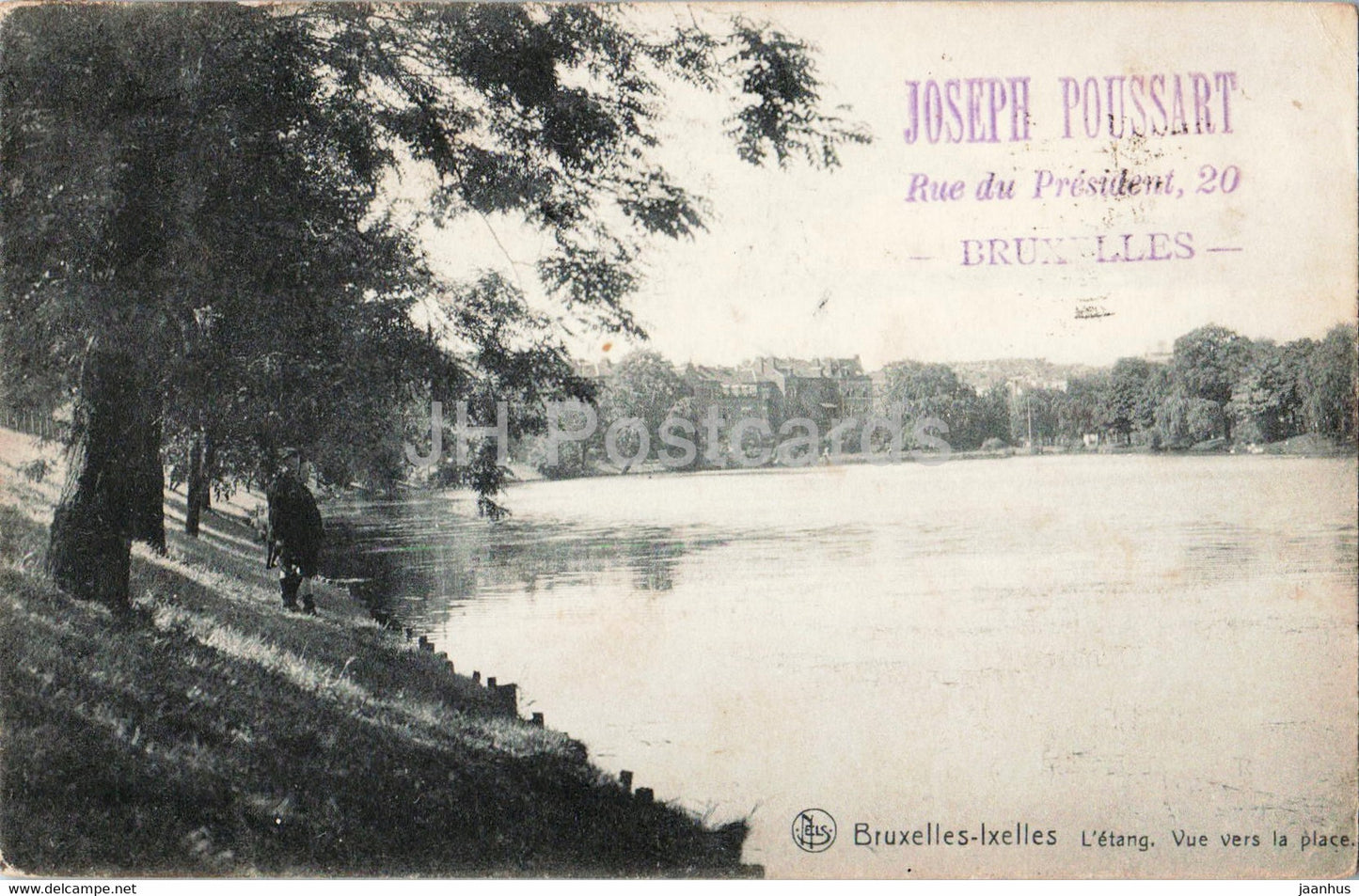 Bruxelles Ixelles - Brussels - L'Etang  - Vue vers la Place - Joseph Poussart - old postcard - 1908 - Belgium - used - JH Postcards
