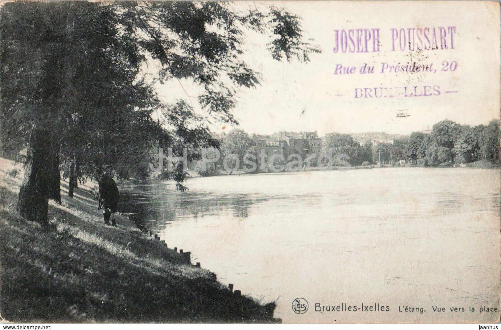 Bruxelles Ixelles - Brussels - L'Etang  - Vue vers la Place - Joseph Poussart - old postcard - 1908 - Belgium - used - JH Postcards