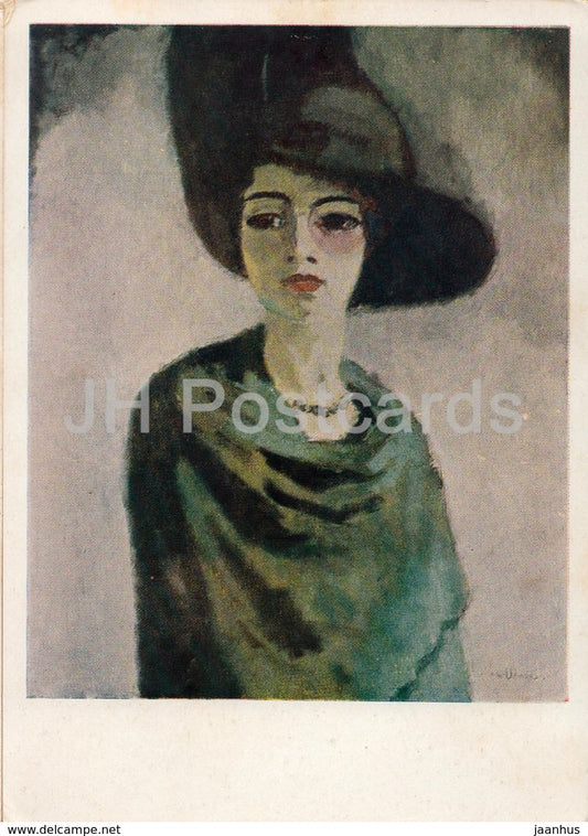 painting by Kees van Dongen - Woman in Black Hat - art - 1962 - Russia USSR - unused - JH Postcards