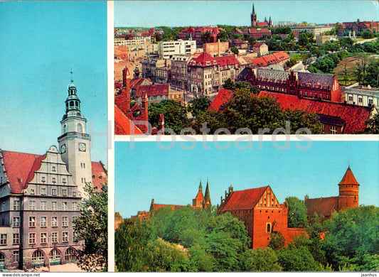 Olsztyn - Ratusz - Widok ogolny - Zamek - Town hall - General view - Castle - multiview - Poland - unused - JH Postcards