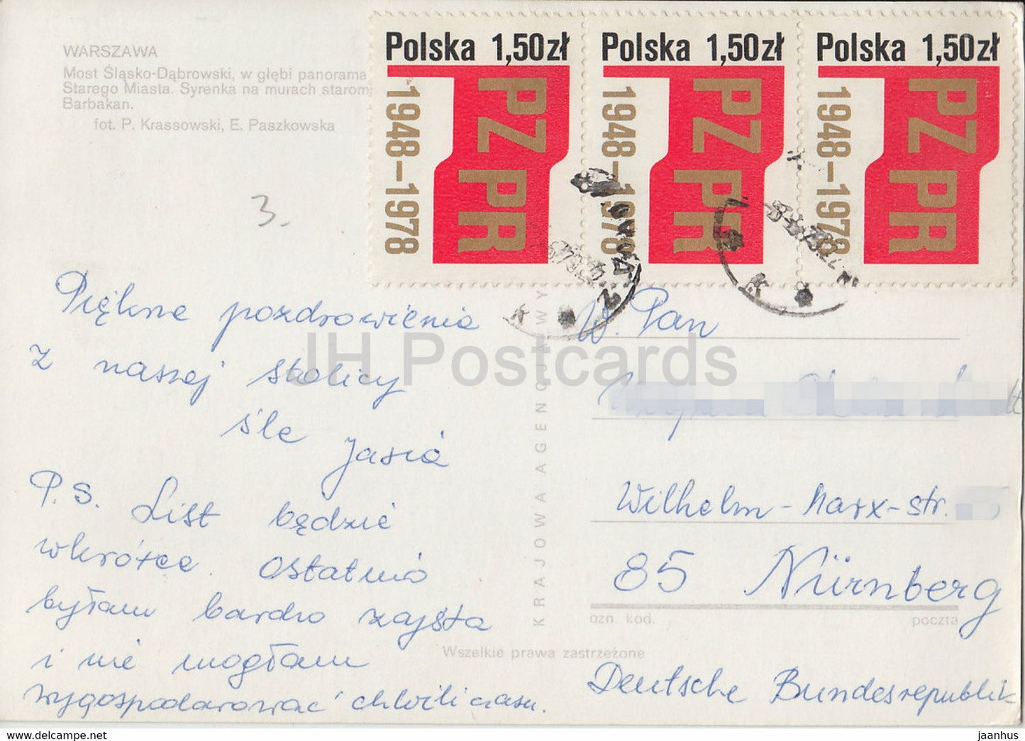 Warszawa - Warsaw - Slasko-Dabrowski Bridge - Poland - used