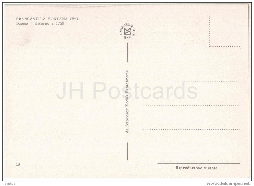 Duomo - Francavilla Fontana - Brindisi - Puglia - 18 - Italia - Italy - unused - JH Postcards