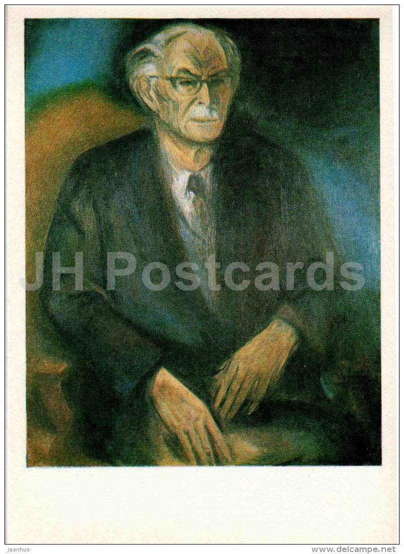 painting by O. Terri - Portrait of writer Friedebert Tuglas , 1967 - estonian art - Estonia USSR - 1984 - unused - JH Postcards