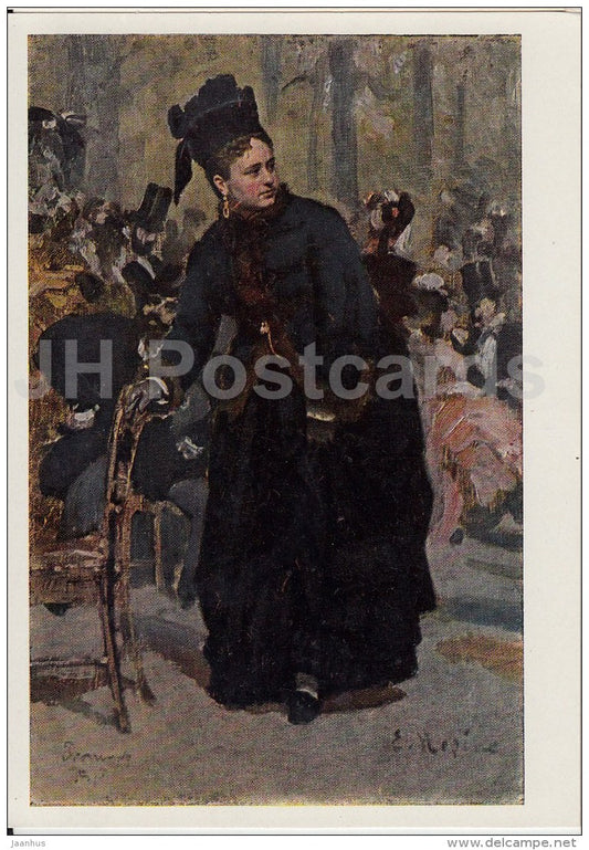 painting  by I. Repin - Woman in Paris . Etude from painting Cafe in Paris - Russian art - 1966 - Russia USSR - unused - JH Postcards