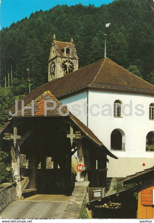 Gsteig bei Wilderswil - Alte Holzbrucke und Kirche - church - 34962 - 1990 - Switzerland - used - JH Postcards