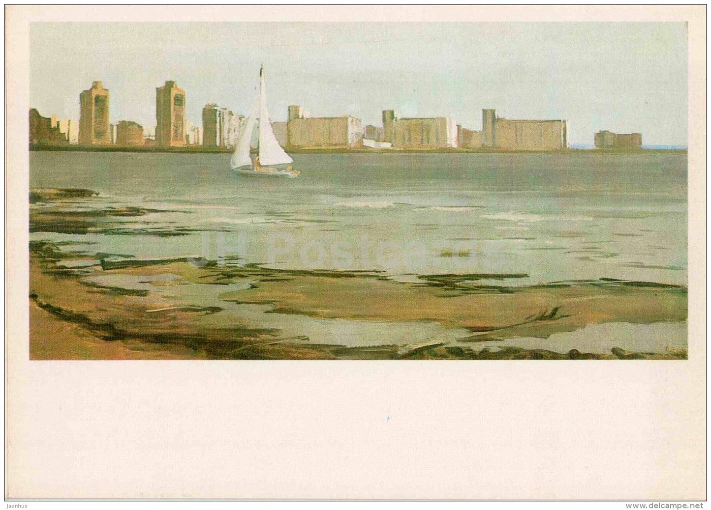 illustration by G. Manizer - Buildings on Decembrist island - Leningrad - St. Petersburg - 1978 - Russia USSR - unused - JH Postcards