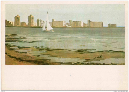 illustration by G. Manizer - Buildings on Decembrist island - Leningrad - St. Petersburg - 1978 - Russia USSR - unused - JH Postcards