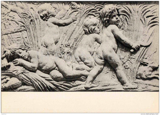 sculpture by Edme Bouchardon - relief Summer on fountain in Paris , 1739-45 - french art - unused - JH Postcards