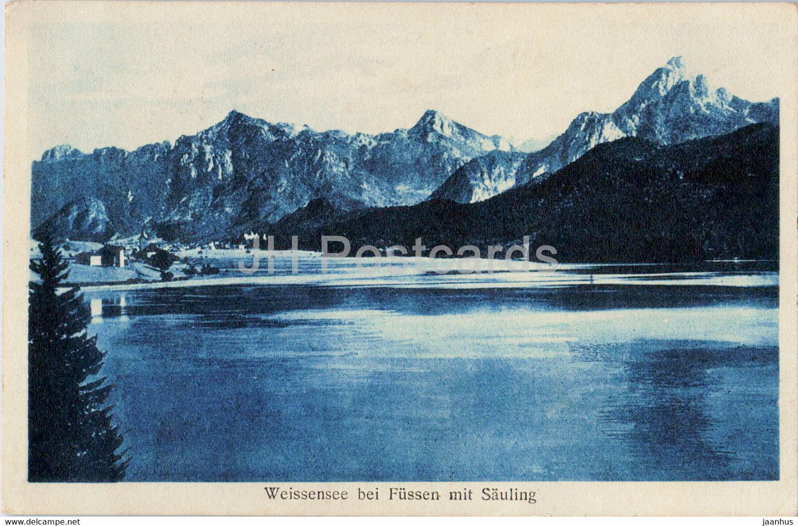 Weissensee bei Fussen mit Sauling - 63 - old postcard - 1937 - Germany - used - JH Postcards