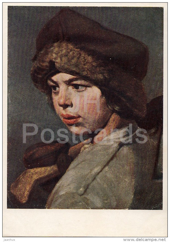 painting by A. Venetsianov - Zaharka , 1825 - boy - Russian art - 1951 - Russia USSR - unused - JH Postcards