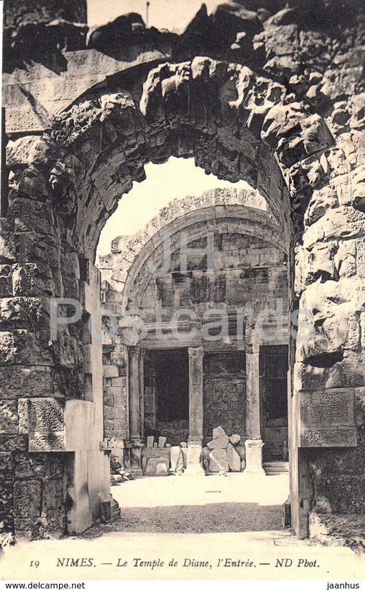 Nimes - Le Temple de Diane - l'Entree - 19 - old postcard - 1910 - France - used - JH Postcards