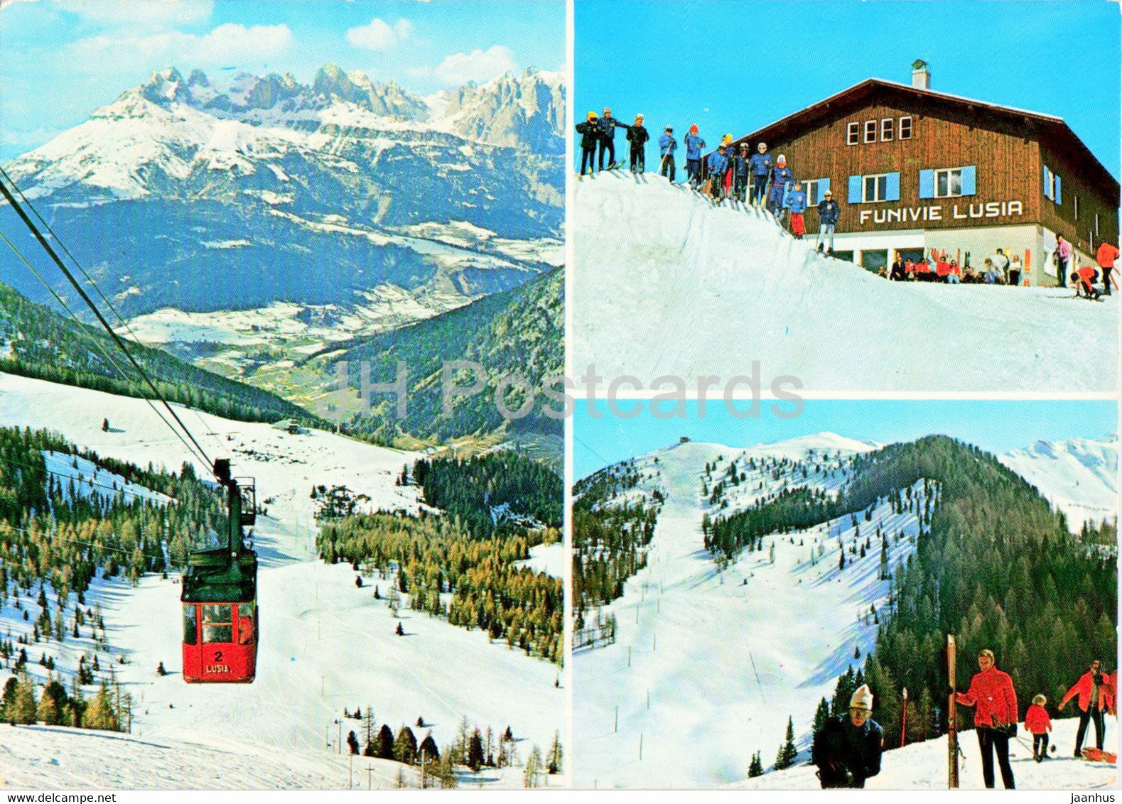 Moena - Dolomiti - Funivie del Lusia - vedute - cable car - 1972 - Italy - used - JH Postcards