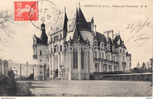 Nouzilly - Chateau de l'Orfraisiere - castle - old postcard - 1910 - France - used - JH Postcards