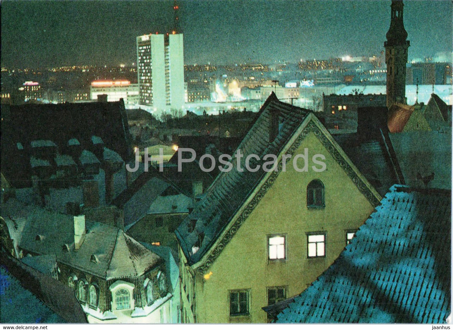 Tallinn - Evening View from Old Town - New Year Greeting Card - 1986 - Estonia USSR - unused - JH Postcards
