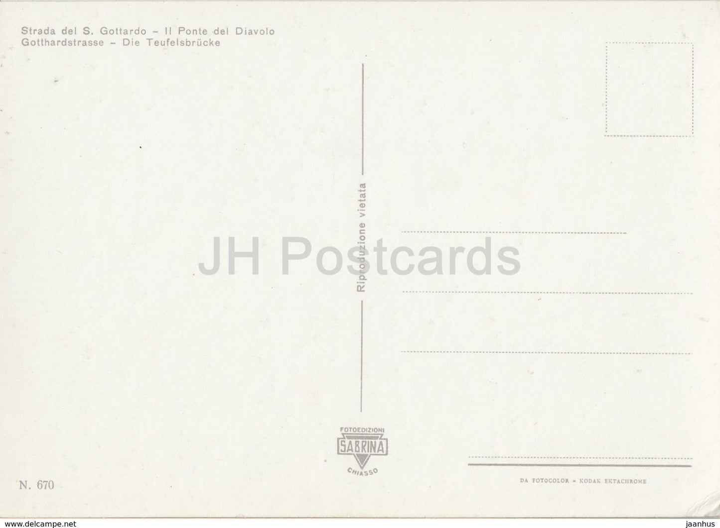 Strada del S Gottardo - Il Ponte del Diavolo - Gotthardstrasse - 670 - Switzerland - unused