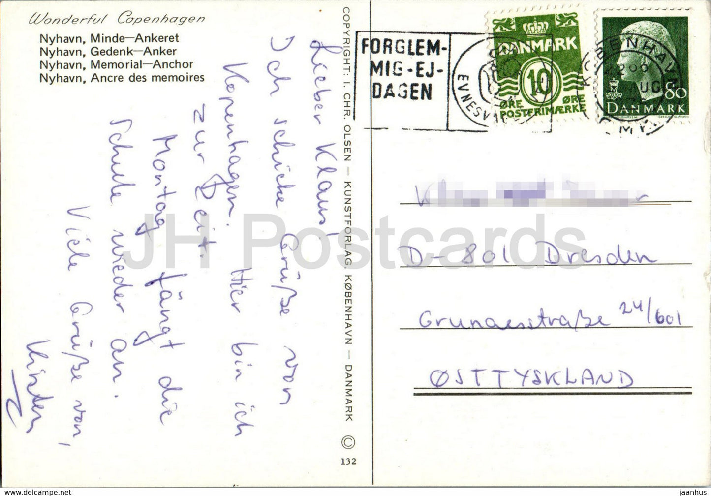 Copenhagen - Kopenhagen - Nyhavn - Minde-ankeret - Memorial Anchor - 132 - Denmark - used