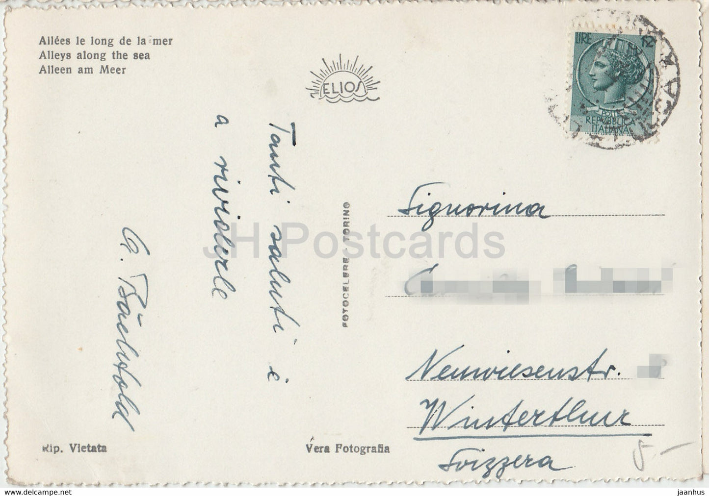 Viareggio - Viali Lungomare - Ruelles le long de la mer - voiture - plage - carte postale ancienne - Italie - occasion