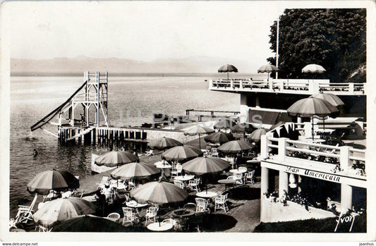 Evian Les Bains - La terrasse de la plage - Bar Americain - 1169 - old postcard - France - used - JH Postcards