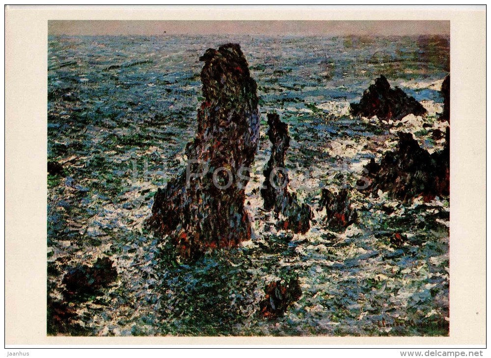 painting by Claude Manet - The Rocks at Belle-Ille , 1886 - french art - unused - JH Postcards