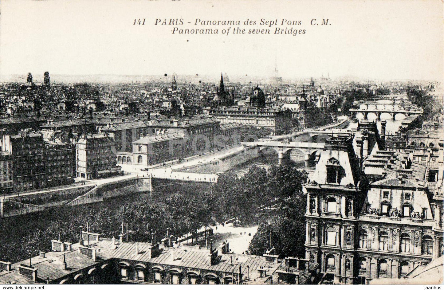 Paris - Panorama des Sept Ponts - bridge - 141 - old postcard - France - unused - JH Postcards