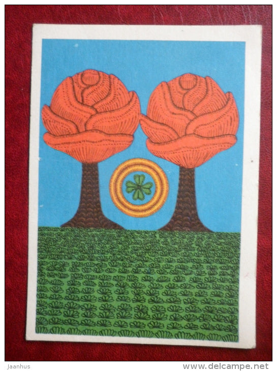illustration by V. Vinn - trees - 1972 - Estonia USSR - unused - JH Postcards