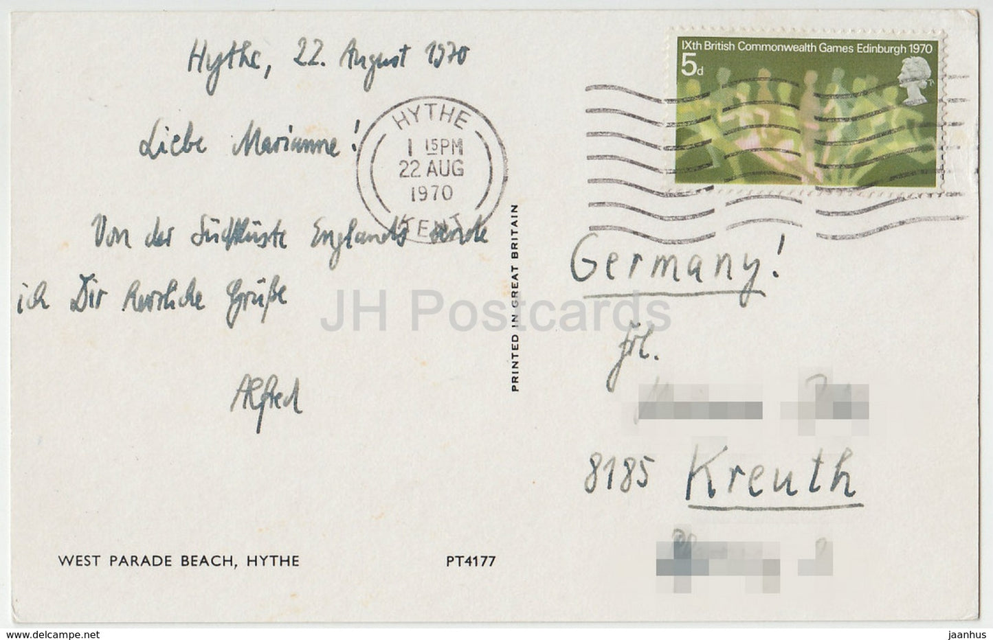 Hythe – West Parade Beach – PT4177 – 1970 – Vereinigtes Königreich – England – gebraucht