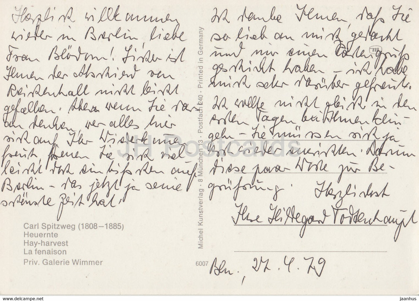 Gemälde von Carl Spitzweg – Heuernte – Heuernte – Deutsche Kunst – 1979 – Deutschland – gebraucht