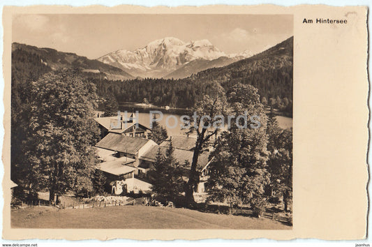 Am Hintersee - Das Berchtesgaden Land - Hotel Post am Hintersee 800 m - 262 - old postcard - Germany - unused - JH Postcards