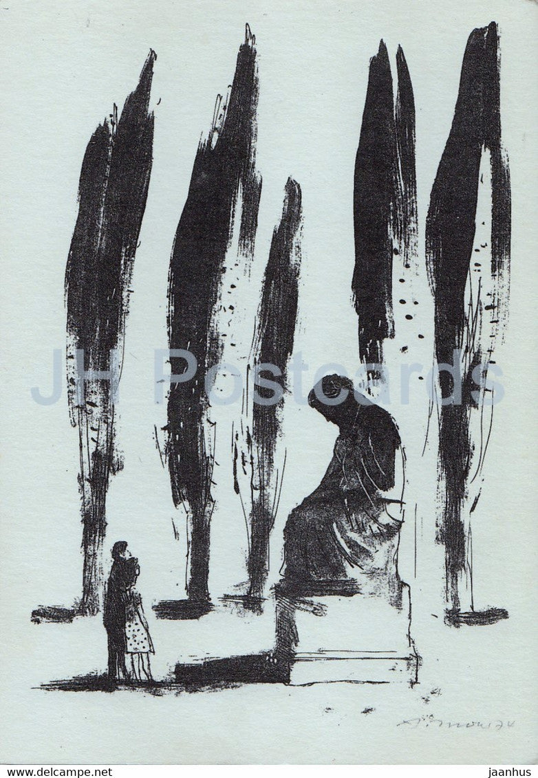 painting by Arno Mohr - Ehrenmal in Treptow - German art - Germany - unused - JH Postcards