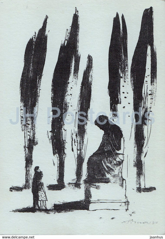 painting by Arno Mohr - Ehrenmal in Treptow - German art - Germany - unused - JH Postcards