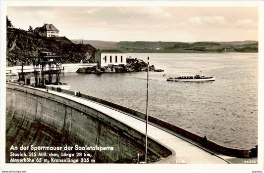 An der Sperrmauer der Saaletalsperre - old postcard - Germany - used - JH Postcards