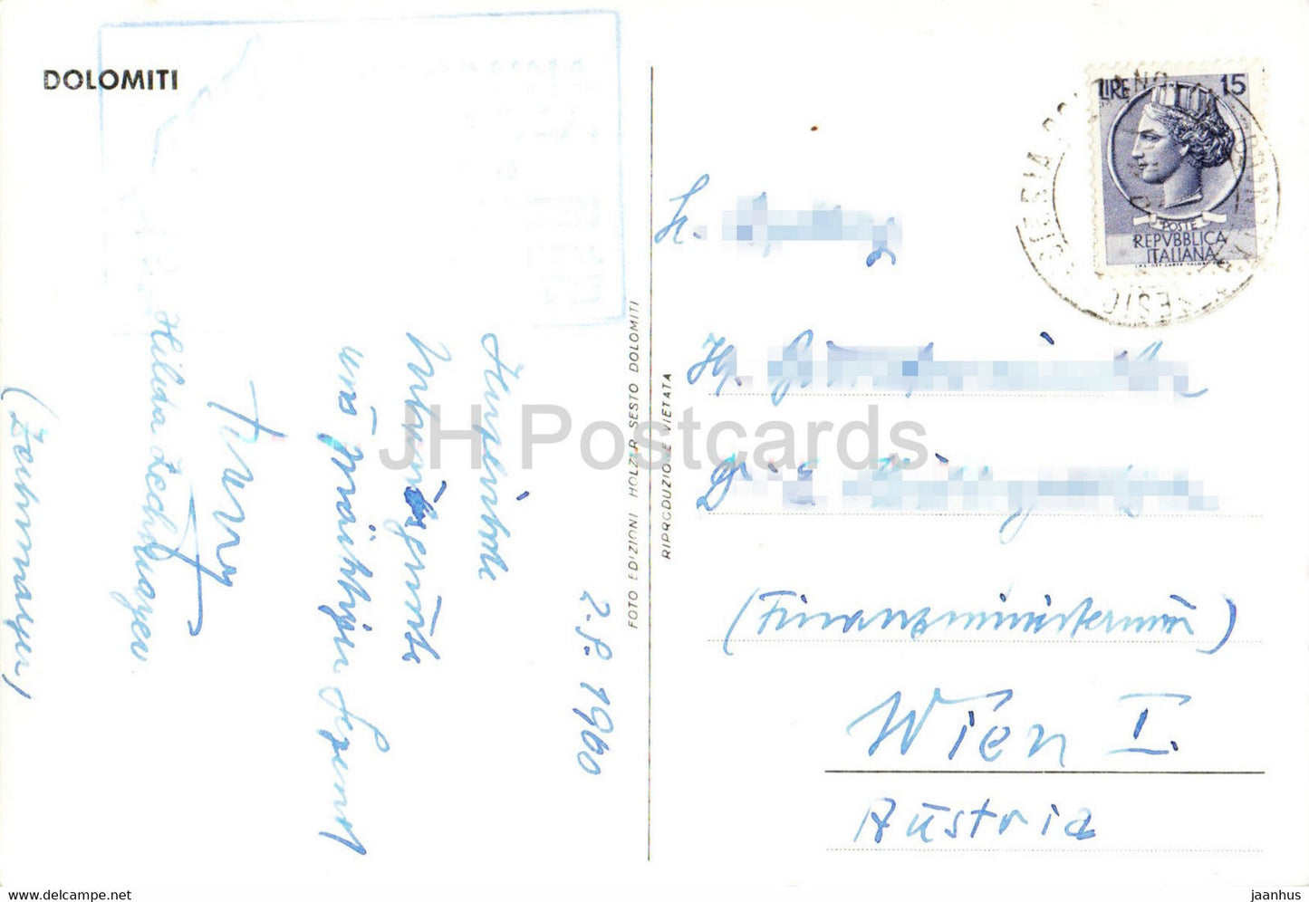 Capanna Turistica - Val Fiscalina - Sesto - Fischleinboden - Sexten - Cima Uno - Einserkofl - 1960 - Italy - used