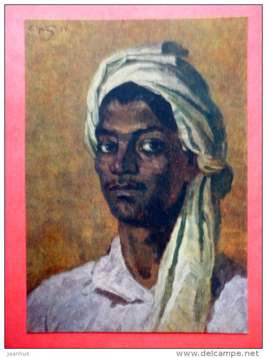 painting by Semen Chuikov - Young Coolie - man - russian art - unused - JH Postcards