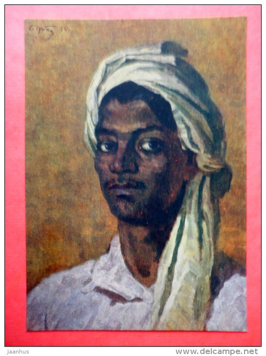 painting by Semen Chuikov - Young Coolie - man - russian art - unused - JH Postcards