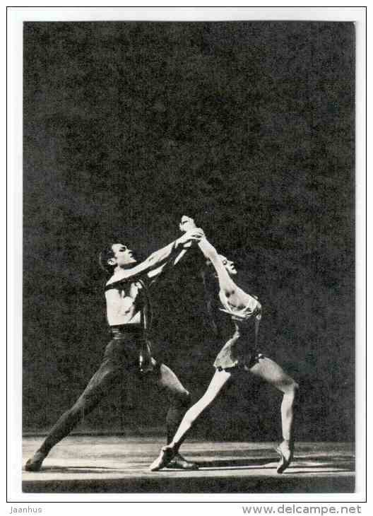 N. Bessmertnova as Phrygia ,  M. Lavrovsky as Spartacus - Spartacus ballet - Soviet ballet - 1970 - Russia USSR - unused - JH Postcards