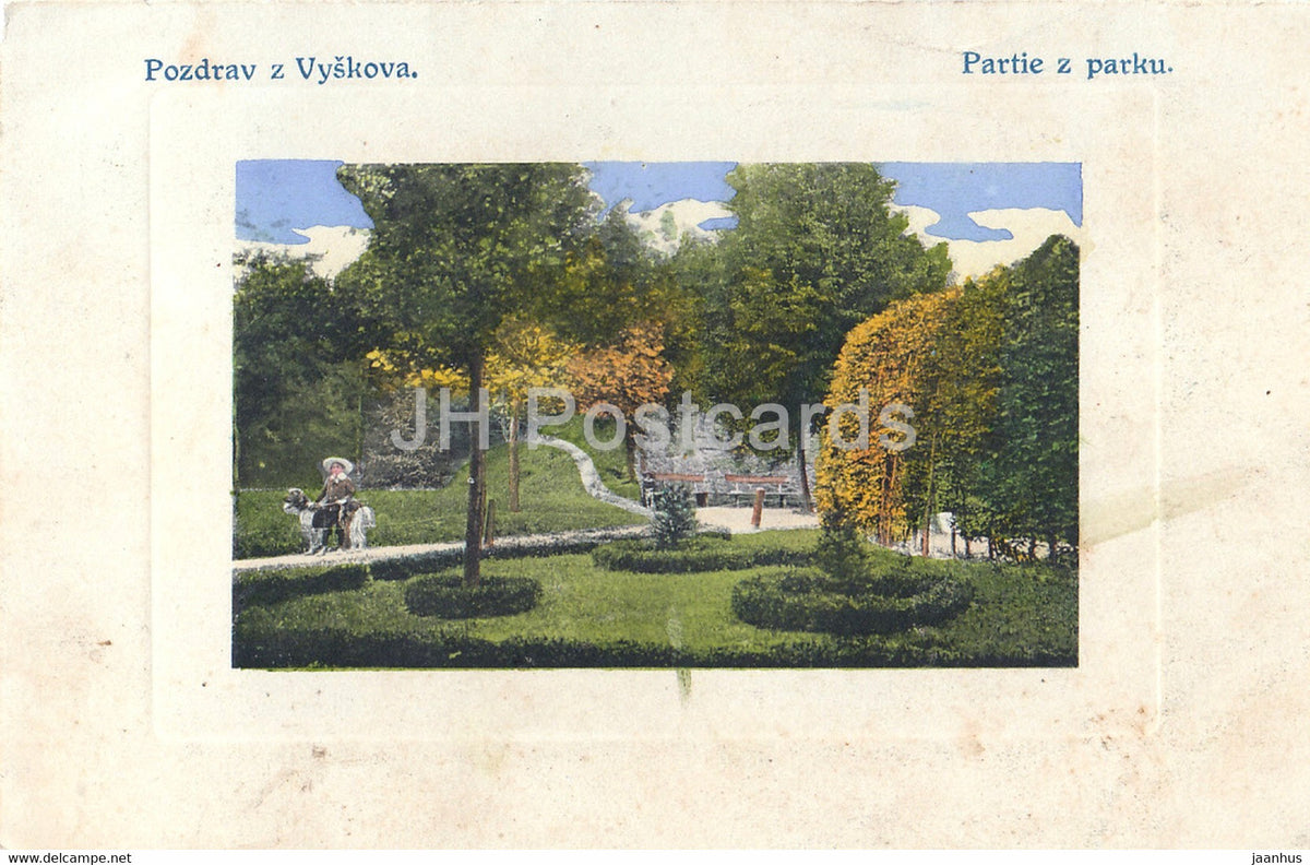 Pozdrav z Vyskova - Vyskov - Partie z parku - old postcard - Czech Republic - used - JH Postcards