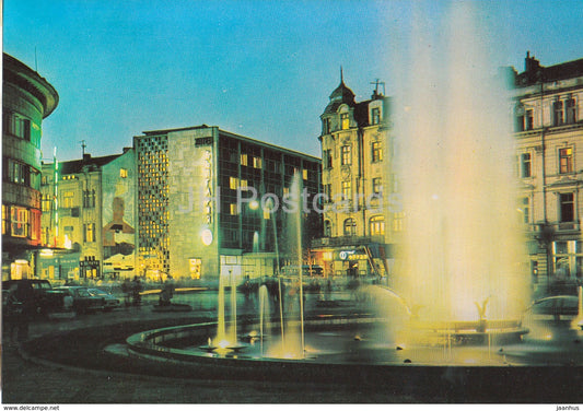 Plovdiv - Night View - Fountain - 1977 - Bulgaria- unused - JH Postcards
