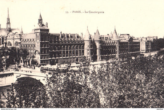Paris - La Conciergerie - tram -old postcard - 33 - France - unused - JH Postcards