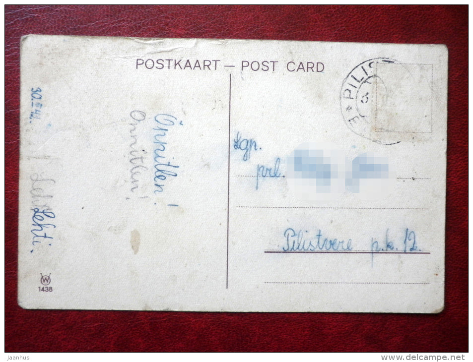 Greeting Card - children kissing - WO 1438 - circulated in 1942 - Estonia - used - JH Postcards