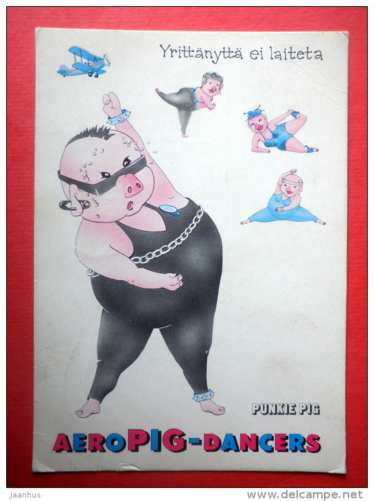 illustration - aero pig dancers - EUROPA CEPT - 4902/4 - Finland - sent from Finland Turku to Estonia USSR 1984 - JH Postcards