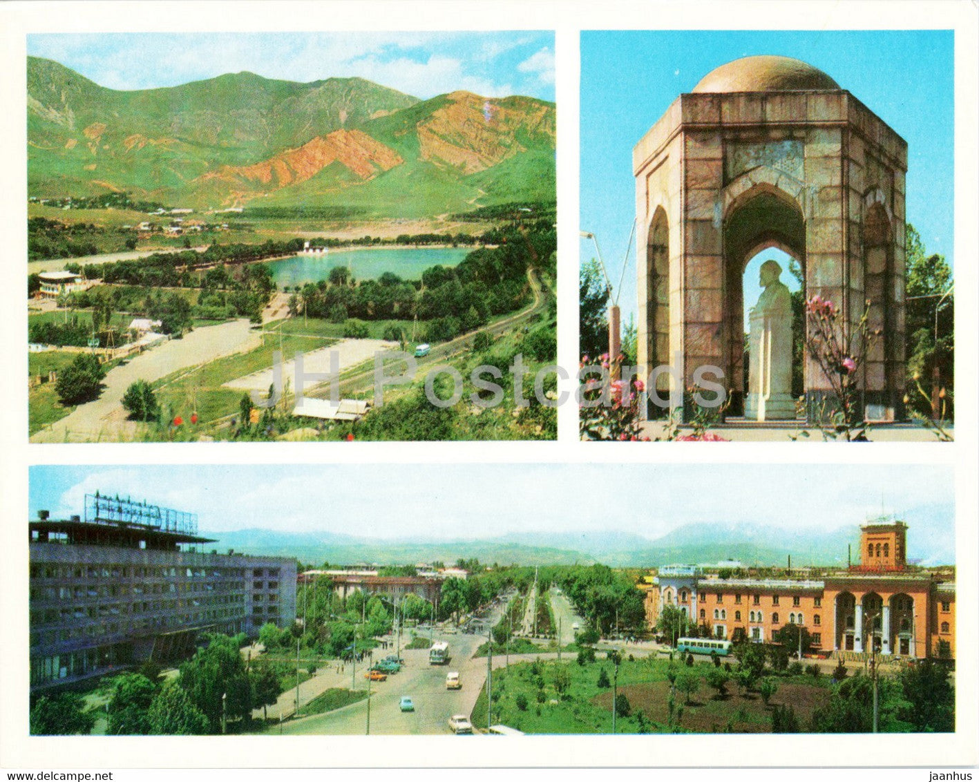 Dushanbe - Lake Varzob - Sadriddin Aini Mausoleum and Square - 1974 - Tajikistan USSR - unused - JH Postcards
