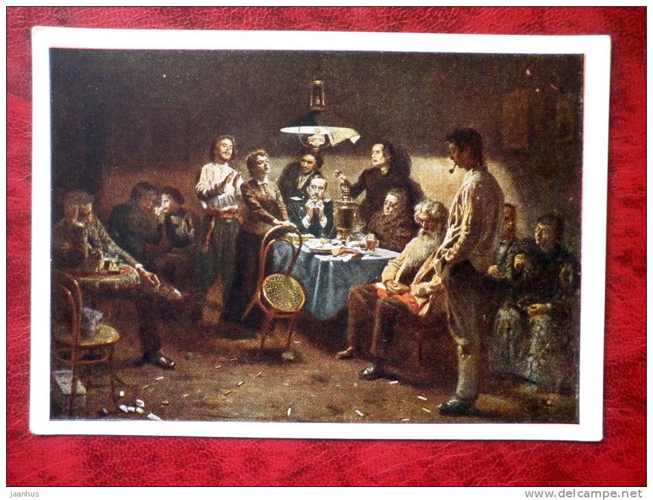 painting by W.E. Makovsky - Evening company - art - unused - JH Postcards